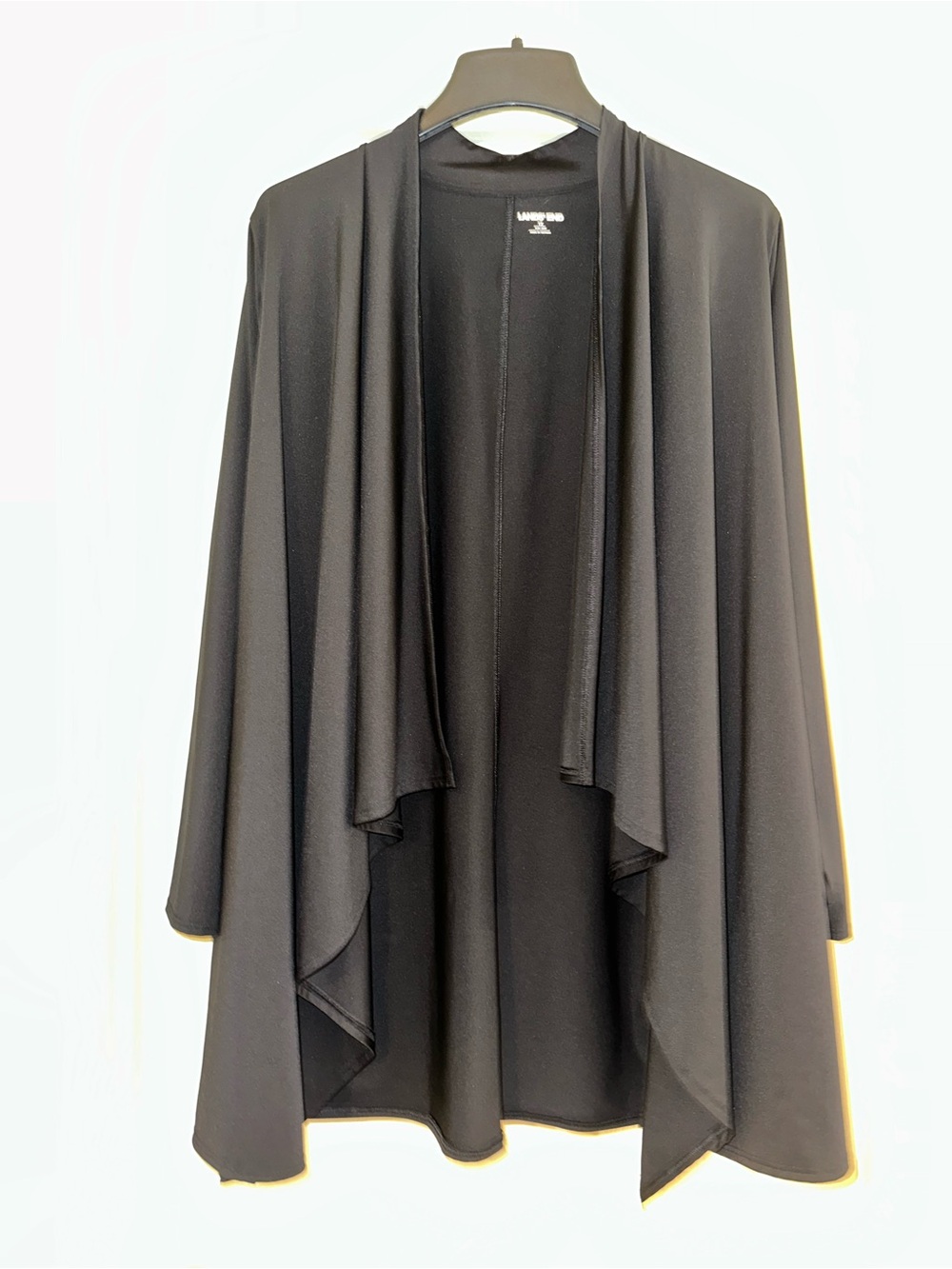 Lands' End Black Draped Open-Front Women's Cardigan